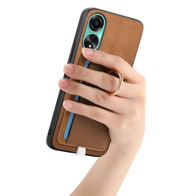 For OPPO A3 Pro Global Retro Cross Leather Ring Side Insert Card Bag MagSafe Phone Case