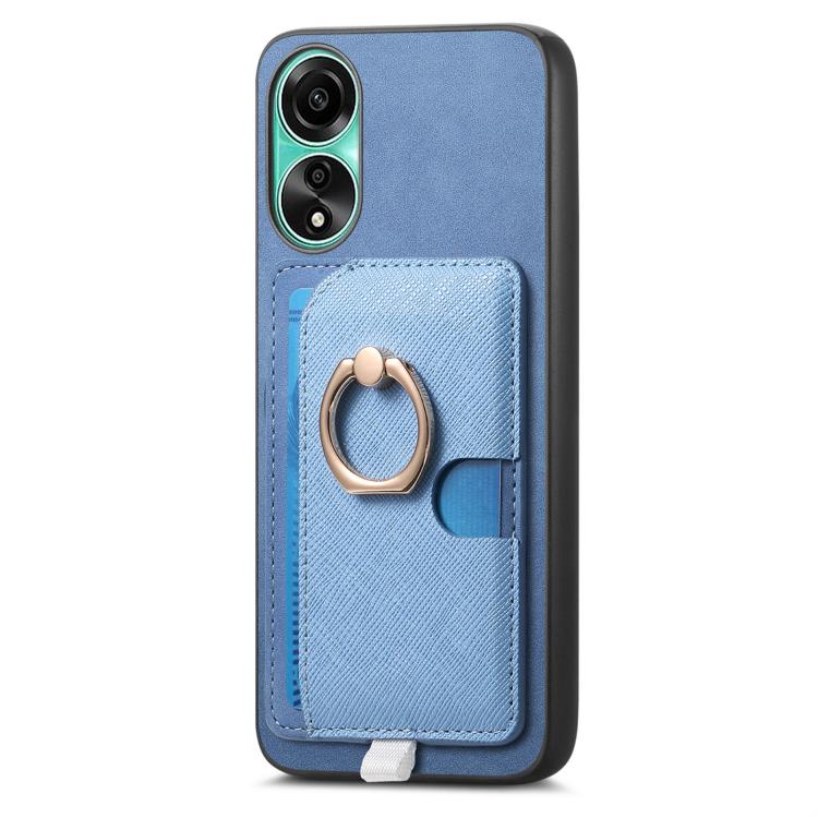 For OPPO A58 4G Retro Cross Leather Ring Side Insert Card Bag MagSafe Phone Case