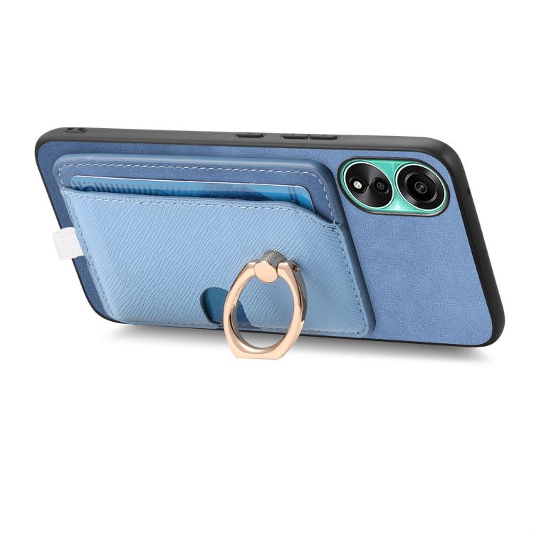 For OPPO A58 4G Retro Cross Leather Ring Side Insert Card Bag MagSafe Phone Case
