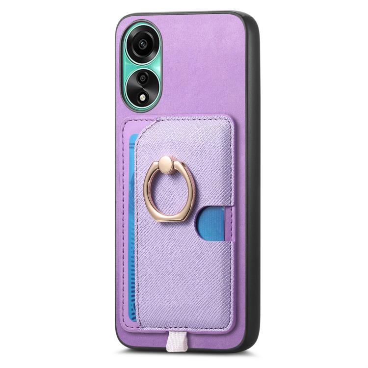 For OPPO A58 4G Retro Cross Leather Ring Side Insert Card Bag MagSafe Phone Case