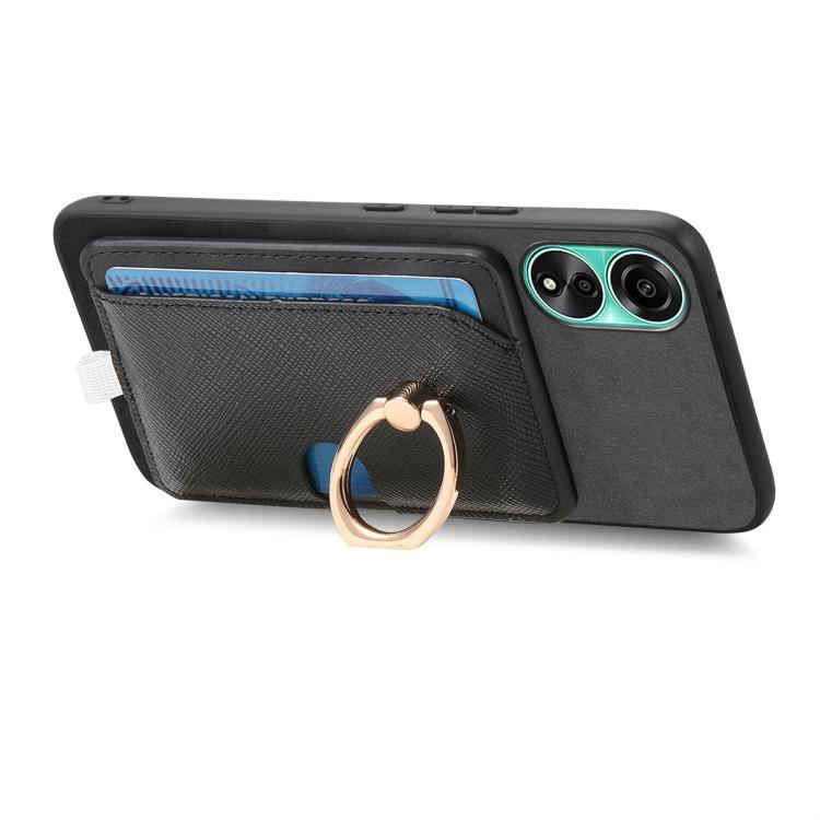 For OPPO A58 4G Retro Cross Leather Ring Side Insert Card Bag MagSafe Phone Case