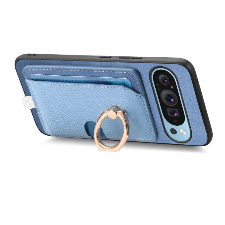 For Google Pixel 8 Retro Cross Leather Ring Side Insert Card Bag MagSafe Phone Case