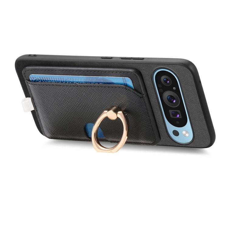 For Google Pixel 7 Pro Retro Cross Leather Ring Side Insert Card Bag MagSafe Phone Case