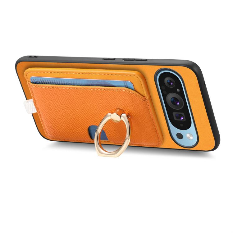 For Google Pixel 7 Retro Cross Leather Ring Side Insert Card Bag MagSafe Phone Case