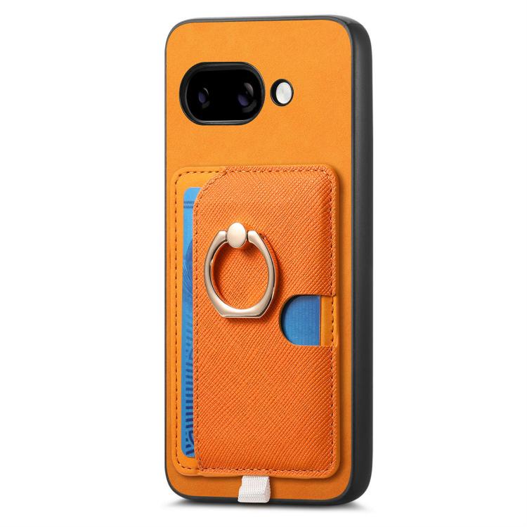 For Google Pixel 9a Retro Cross Leather Ring Side Insert Card Bag MagSafe Phone Case