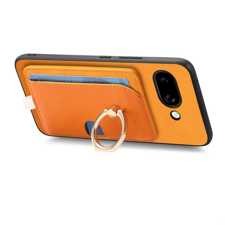 For Google Pixel 9a Retro Cross Leather Ring Side Insert Card Bag MagSafe Phone Case