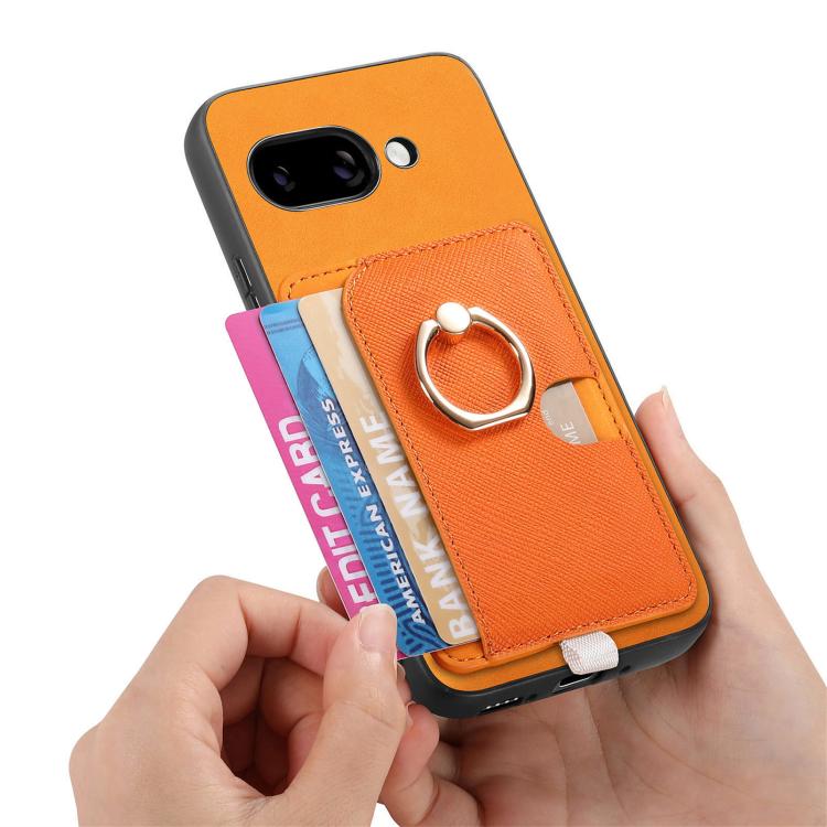 For Google Pixel 9a Retro Cross Leather Ring Side Insert Card Bag MagSafe Phone Case