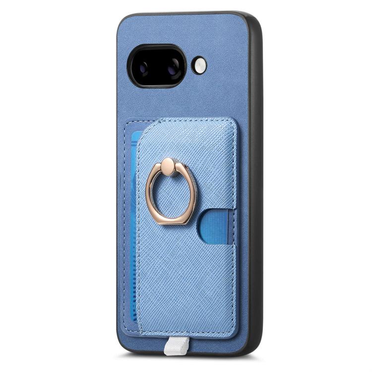 For Google Pixel 9a Retro Cross Leather Ring Side Insert Card Bag MagSafe Phone Case