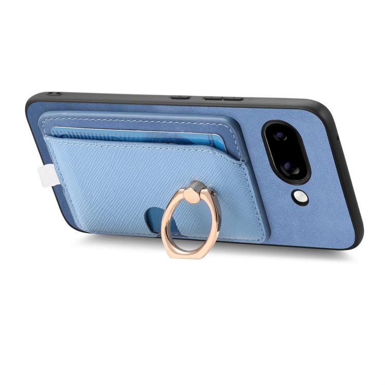 For Google Pixel 9a Retro Cross Leather Ring Side Insert Card Bag MagSafe Phone Case