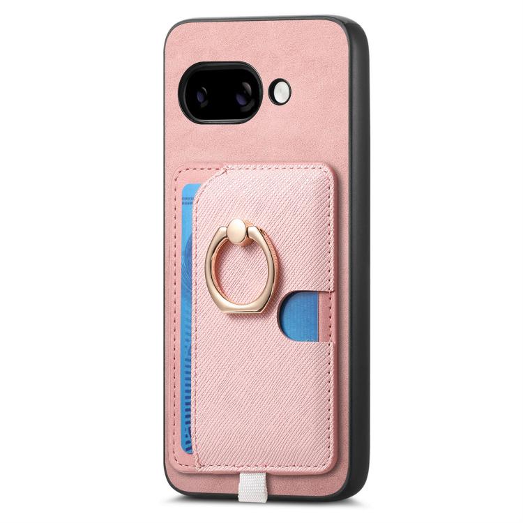 For Google Pixel 9a Retro Cross Leather Ring Side Insert Card Bag MagSafe Phone Case