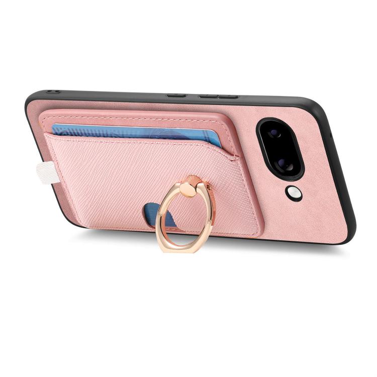 For Google Pixel 9a Retro Cross Leather Ring Side Insert Card Bag MagSafe Phone Case