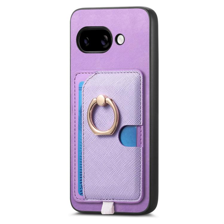 For Google Pixel 9a Retro Cross Leather Ring Side Insert Card Bag MagSafe Phone Case