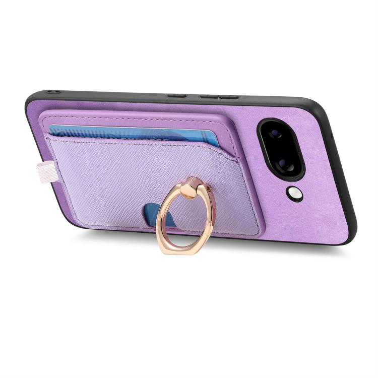 For Google Pixel 9a Retro Cross Leather Ring Side Insert Card Bag MagSafe Phone Case