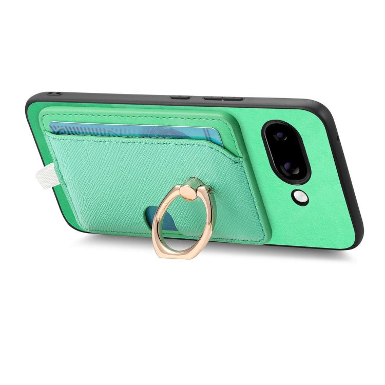 For Google Pixel 9a Retro Cross Leather Ring Side Insert Card Bag MagSafe Phone Case