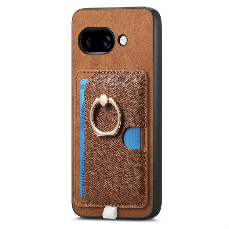 For Google Pixel 9a Retro Cross Leather Ring Side Insert Card Bag MagSafe Phone Case