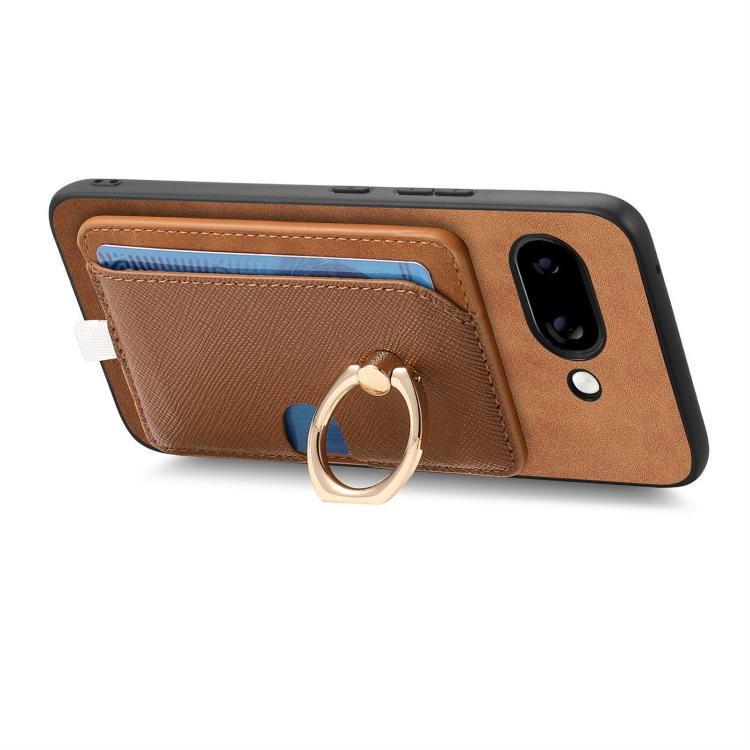 For Google Pixel 9a Retro Cross Leather Ring Side Insert Card Bag MagSafe Phone Case