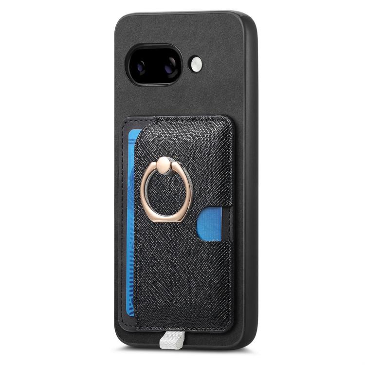 For Google Pixel 9a Retro Cross Leather Ring Side Insert Card Bag MagSafe Phone Case