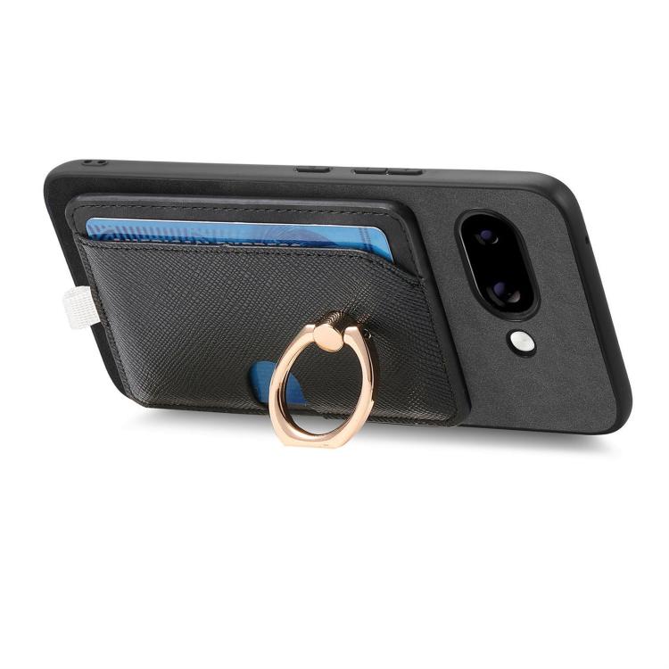 For Google Pixel 9a Retro Cross Leather Ring Side Insert Card Bag MagSafe Phone Case