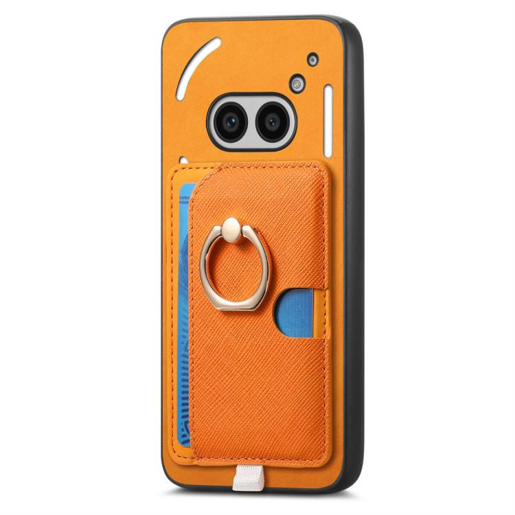 For Nothing CMF Phone 1 Retro Cross Leather Ring Side Insert Card Bag MagSafe Phone Case