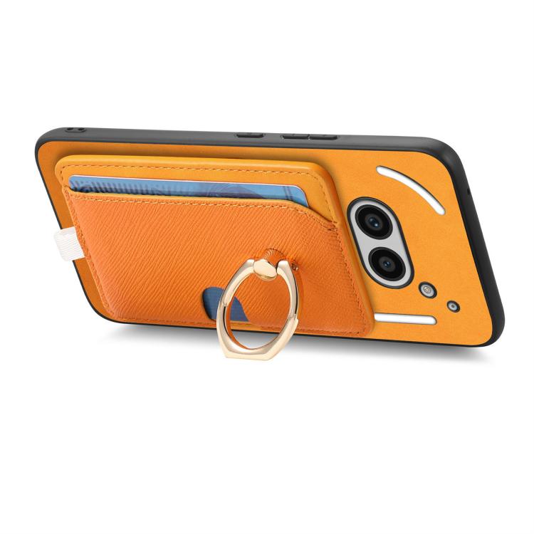 For Nothing CMF Phone 1 Retro Cross Leather Ring Side Insert Card Bag MagSafe Phone Case