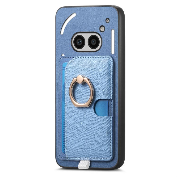 For Nothing CMF Phone 1 Retro Cross Leather Ring Side Insert Card Bag MagSafe Phone Case