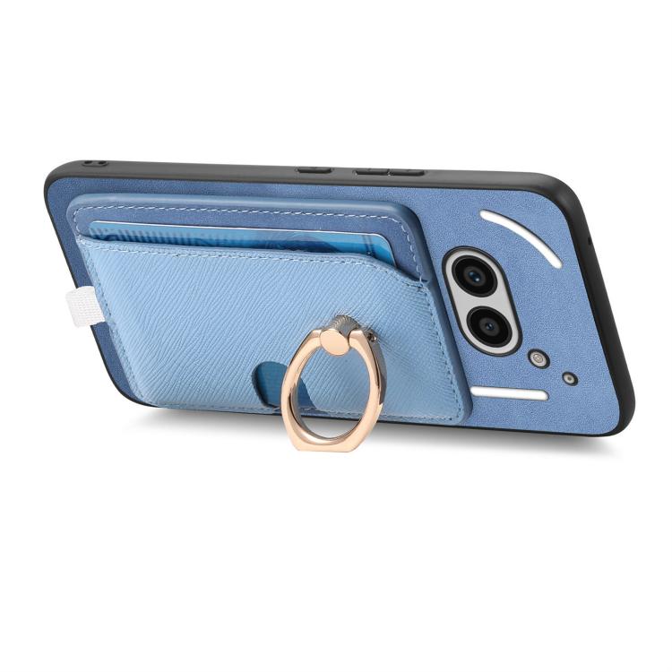 For Nothing CMF Phone 1 Retro Cross Leather Ring Side Insert Card Bag MagSafe Phone Case