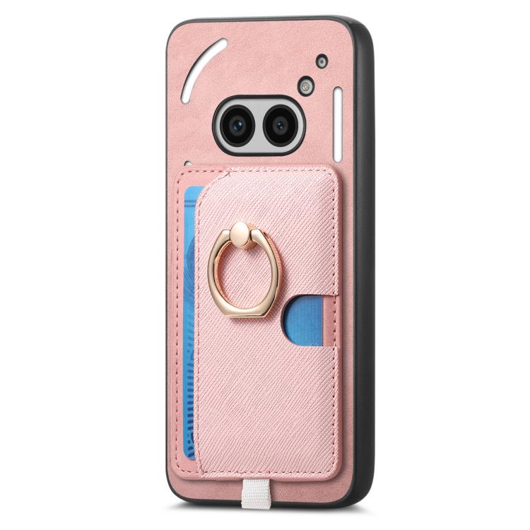 For Nothing CMF Phone 1 Retro Cross Leather Ring Side Insert Card Bag MagSafe Phone Case