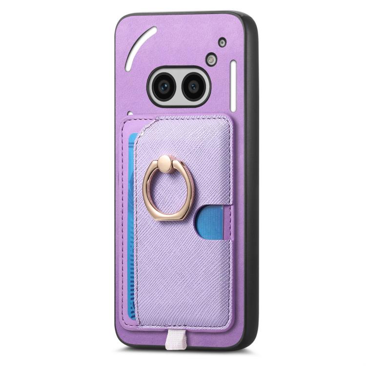 For Nothing CMF Phone 1 Retro Cross Leather Ring Side Insert Card Bag MagSafe Phone Case