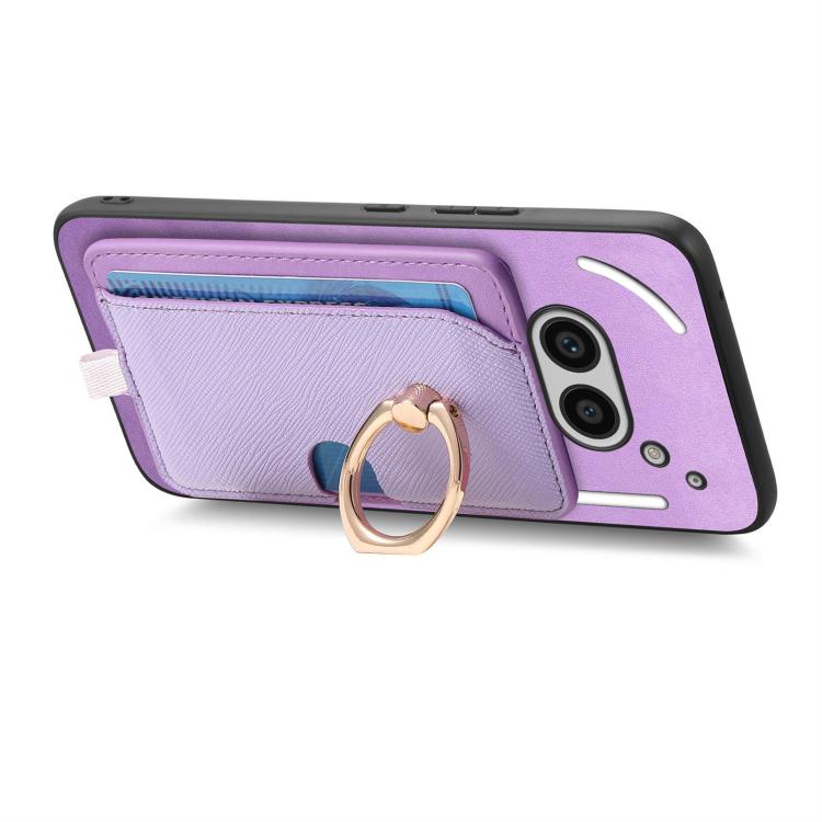 For Nothing CMF Phone 1 Retro Cross Leather Ring Side Insert Card Bag MagSafe Phone Case