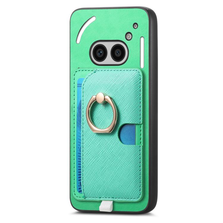 For Nothing CMF Phone 1 Retro Cross Leather Ring Side Insert Card Bag MagSafe Phone Case