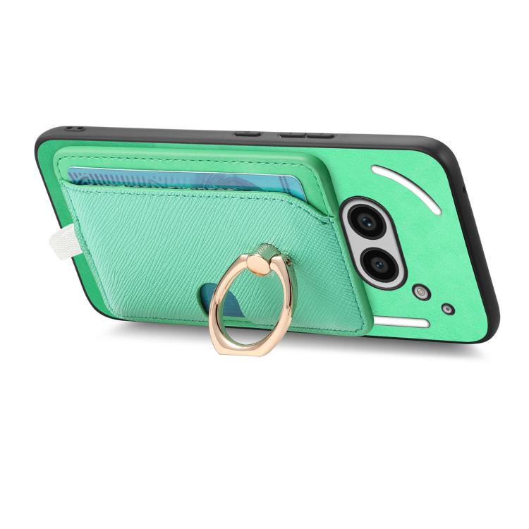 For Nothing CMF Phone 1 Retro Cross Leather Ring Side Insert Card Bag MagSafe Phone Case