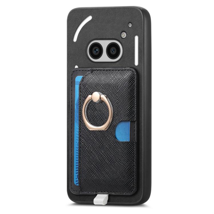 For Nothing CMF Phone 1 Retro Cross Leather Ring Side Insert Card Bag MagSafe Phone Case