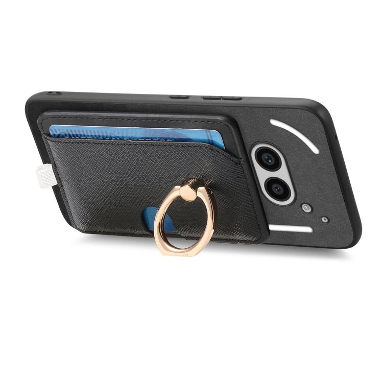 For Nothing CMF Phone 1 Retro Cross Leather Ring Side Insert Card Bag MagSafe Phone Case