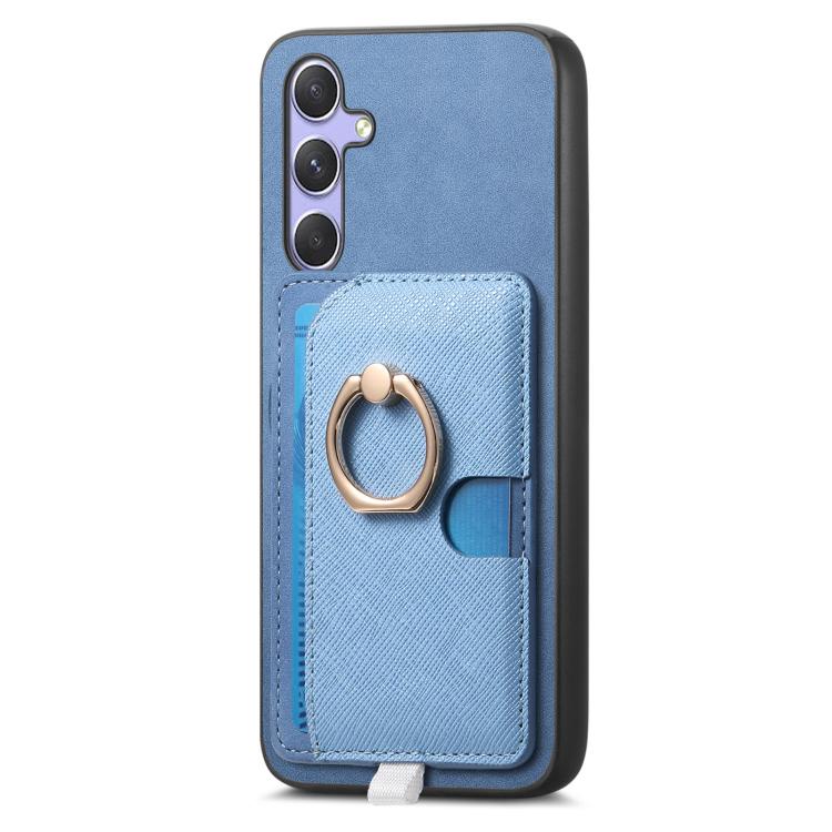For Samsung Galaxy S23 Ultra 5G Retro Cross Leather Ring Side Insert Card Bag MagSafe Phone Case