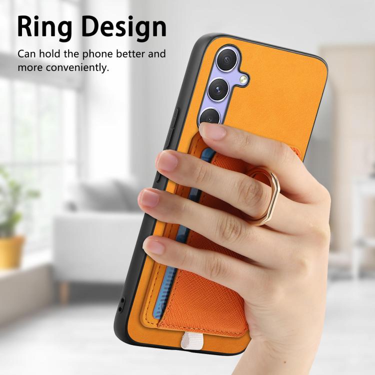 For Samsung Galaxy S23+ 5G Retro Cross Leather Ring Side Insert Card Bag MagSafe Phone Case