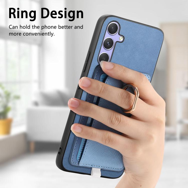 For Samsung Galaxy S23+ 5G Retro Cross Leather Ring Side Insert Card Bag MagSafe Phone Case