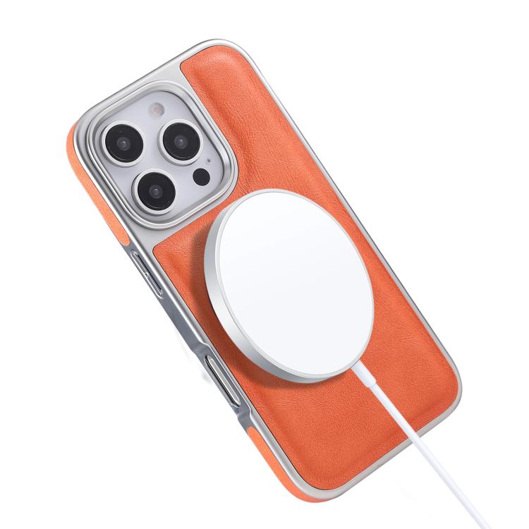 For iPhone 13 Pro Plated Leather Grain Rotation MagSafe Holder Phone Case