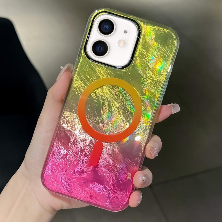 For iPhone 11 Plating Gradient Glacier Texture MagSafe Phone Case