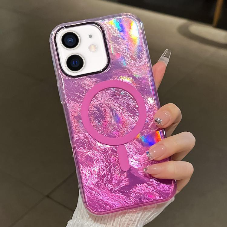 For iPhone 12 Plating Gradient Glacier Texture MagSafe Phone Case