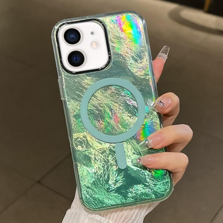 For iPhone 12 Plating Gradient Glacier Texture MagSafe Phone Case