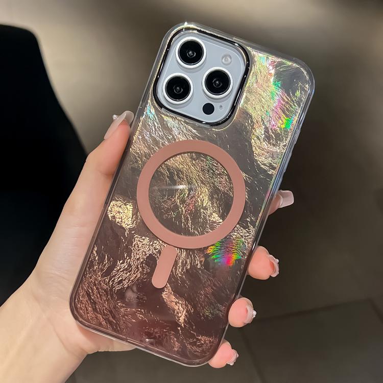 For iPhone 12 Pro Max Plating Gradient Glacier Texture MagSafe Phone Case