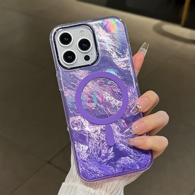 For iPhone 12 Pro Max Plating Gradient Glacier Texture MagSafe Phone Case