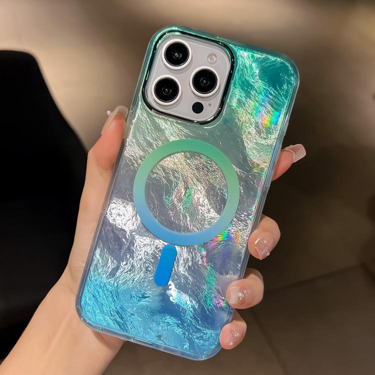 For iPhone 14 Pro Plating Gradient Glacier Texture MagSafe Phone Case