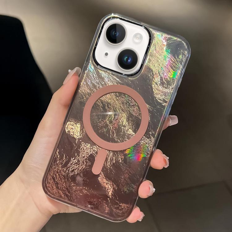 For iPhone 15 Plating Gradient Glacier Texture MagSafe Phone Case