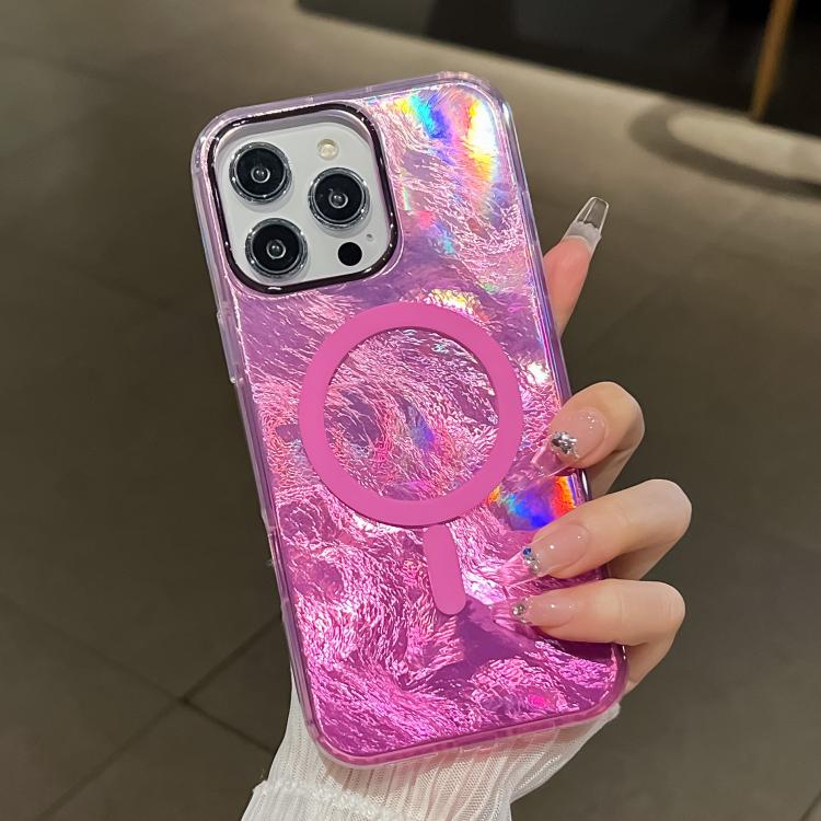 For iPhone 15 Pro Plating Gradient Glacier Texture MagSafe Phone Case