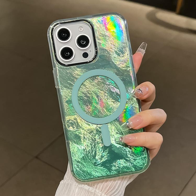 For iPhone 15 Pro Max Plating Gradient Glacier Texture MagSafe Phone Case