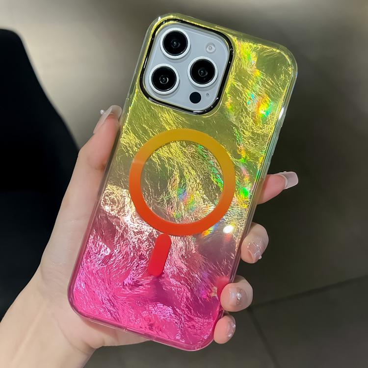 For iPhone 16 Pro Max Plating Gradient Glacier Texture MagSafe Phone Case