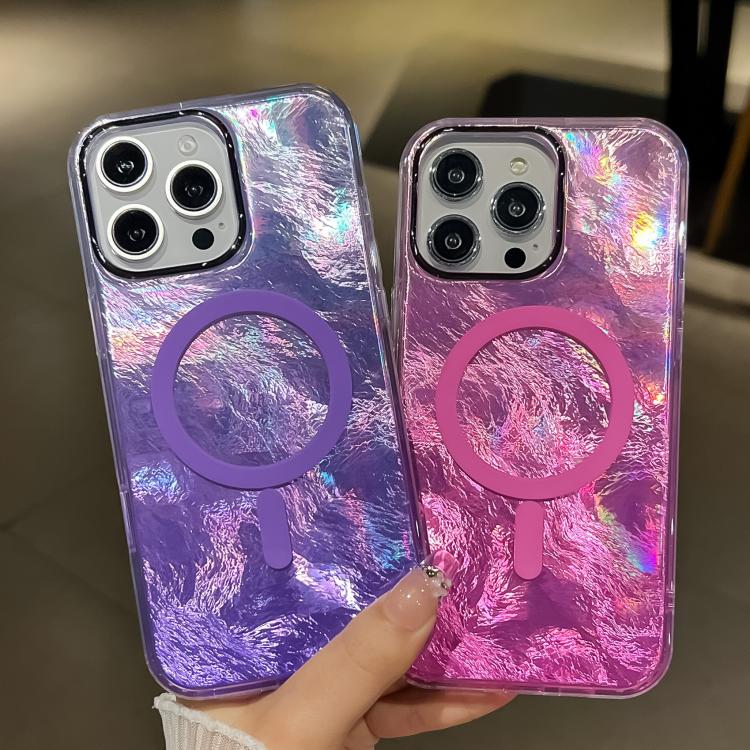 For iPhone 12 Pro Max Plating Gradient Glacier Texture MagSafe Phone Case