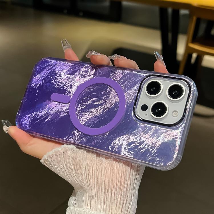 For iPhone 13 Pro Plating Gradient Glacier Texture MagSafe Phone Case