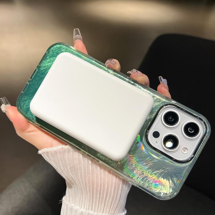 For iPhone 12 Pro Max Plating Gradient Glacier Texture MagSafe Phone Case